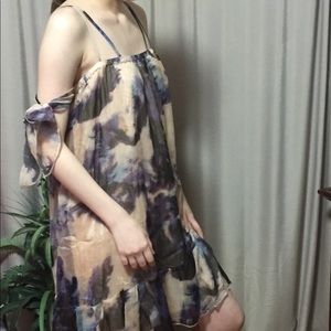 New chiffon watercolor off the shoulder dress